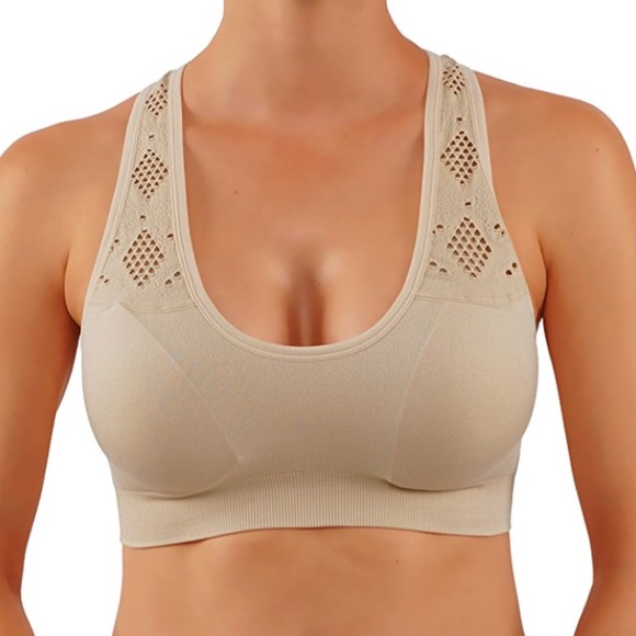 itzon Other - Fitness Sports Bra Work Out Crop Top Tan